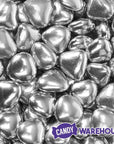 Silver Chocolate Hearts: 1LB Bag