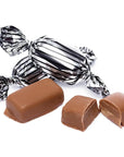 Silver with Black Stripes Wrapped Mocha Chocolate Meltaways: 1LB Bag