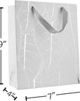Leaf Design Silver Gift Bags 12 Pack 12.5"X10.25"X4.75"