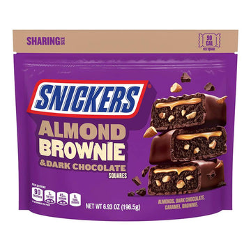 Snickers Dark Chocolate Almond Brownie Fun Size Candy Bars: 10-Piece Bag - Candy Warehouse