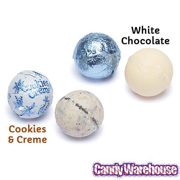 Snowflake Foiled White Chocolate and Cookies n Creme Balls: 5LB Bag - Candy Warehouse