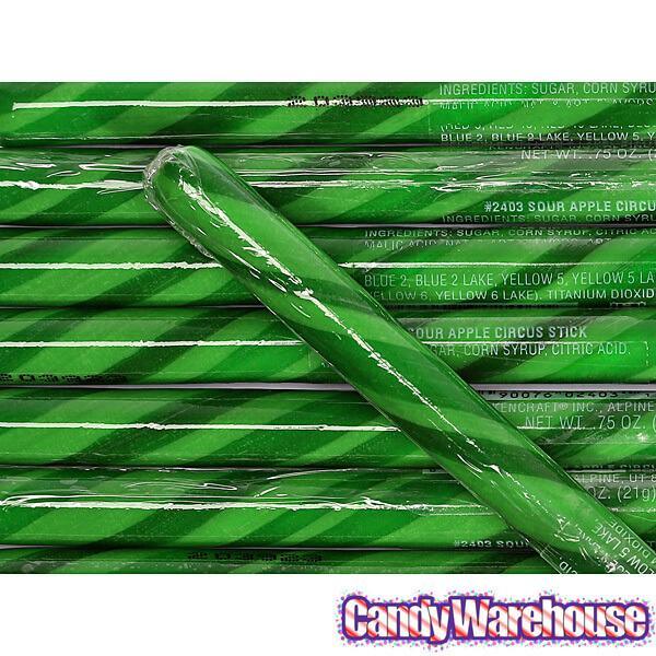 Sour Apple Hard Candy Sticks: 100-Piece Box - Candy Warehouse
