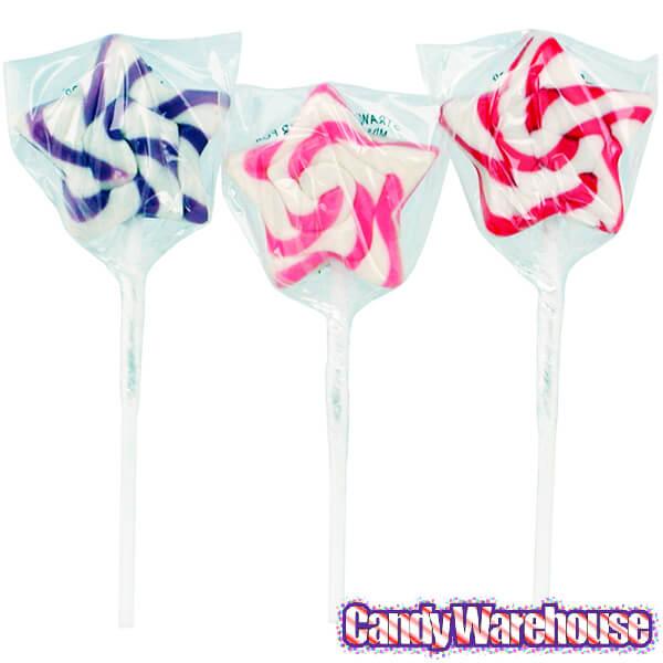 Squire Boone Teeny Swirled Star Lollipops: 24-Piece Box - Candy Warehouse