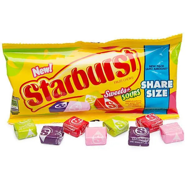 Starburst Fruit Chews King Size Candy Packs Sweets and Sours 15Piece Box Candy Warehouse