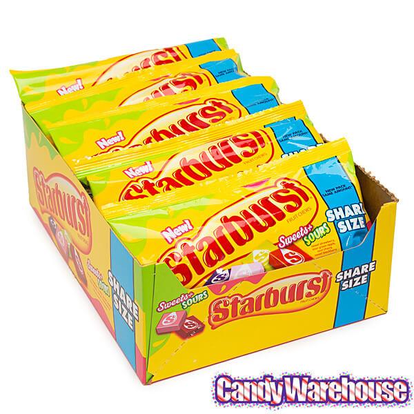 Starburst Fruit Chews King Size Candy Packs - Sweets and Sours: 15-Piece Box - Candy Warehouse