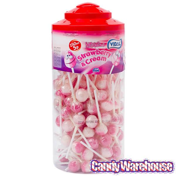 Strawberry & Cream Mini Ball Pops: 150-Piece Tub - Candy Warehouse