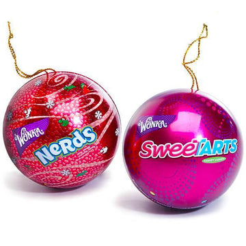 SweeTarts and Nerds Candy Tin Christmas Ornaments: 12-Piece Box - Candy Warehouse
