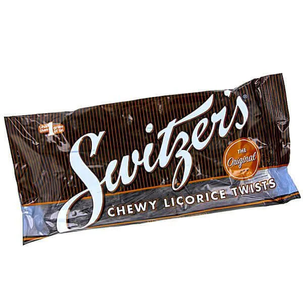 Switzer's Chewy Licorice Twists Black 8Ounce Bag Candy Warehouse