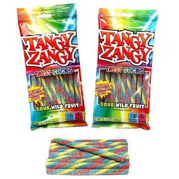 Tangy Zangy Twist Sticks Candy Packs - Sour Wild Fruit: 12-Piece Box - Candy Warehouse