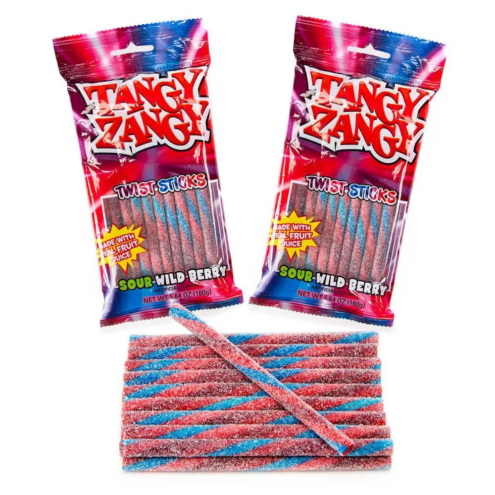 Tangy Zangy Twisties Candy Sour Wild Berry 3LB Box Candy Warehouse