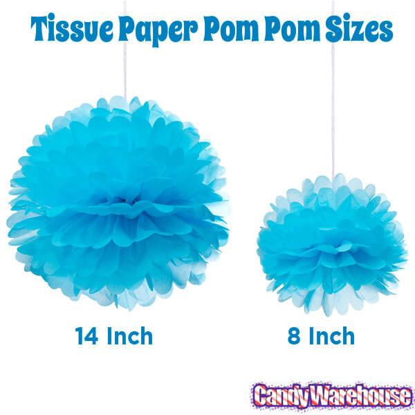 Tissue Paper 14-Inch Pom Pom - Turquoise Blue