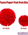 Tissue Paper 8-Inch Pom Pom - Red