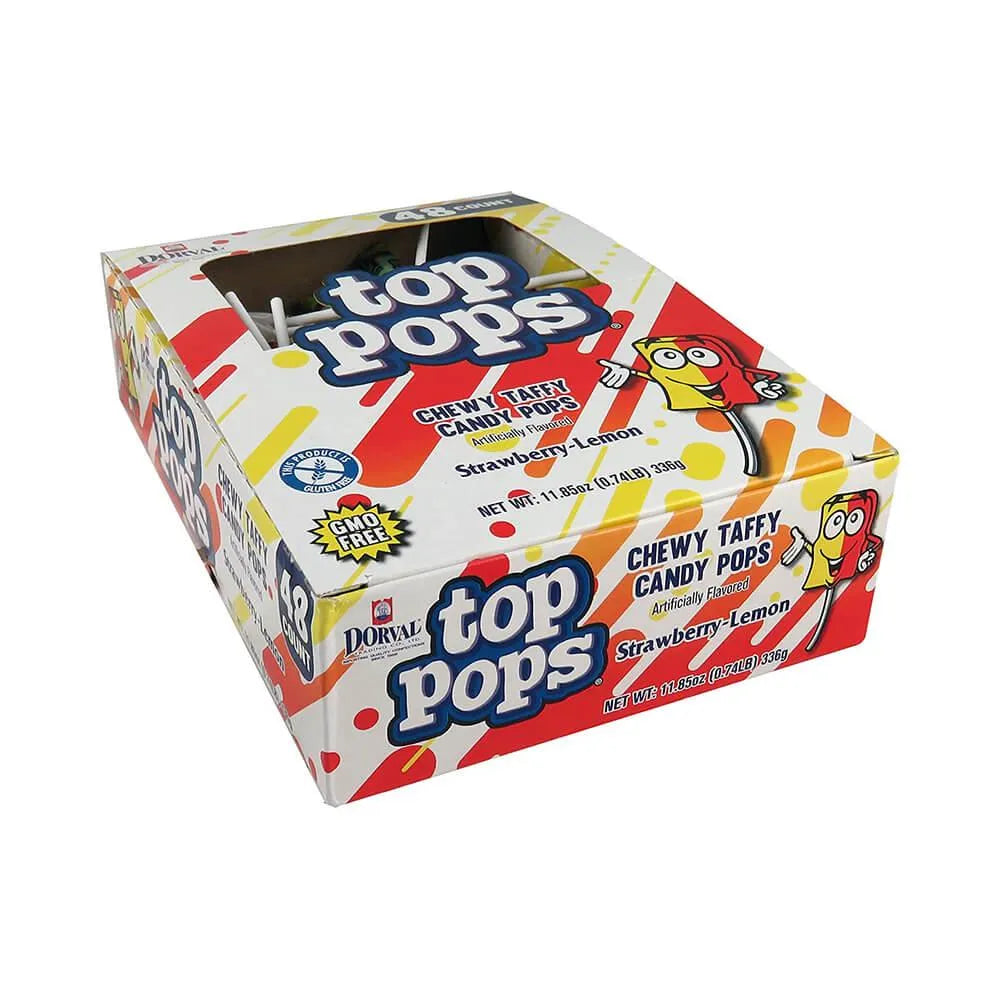 ♡CANDY POP♡様 Top Pop Chewy Taffy Candy Suckers Strawberry Lemon: 48-Piece Box