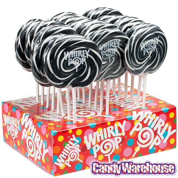Whirly Pop 1.5-Ounce Swirl Suckers - Black: 24-Piece Display - Candy Warehouse