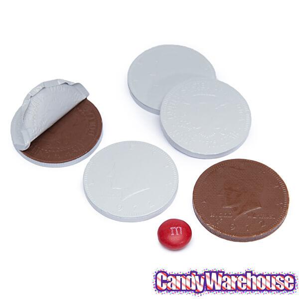 White Foiled Milk Chocolate Coins: 1LB Bag - Candy Warehouse