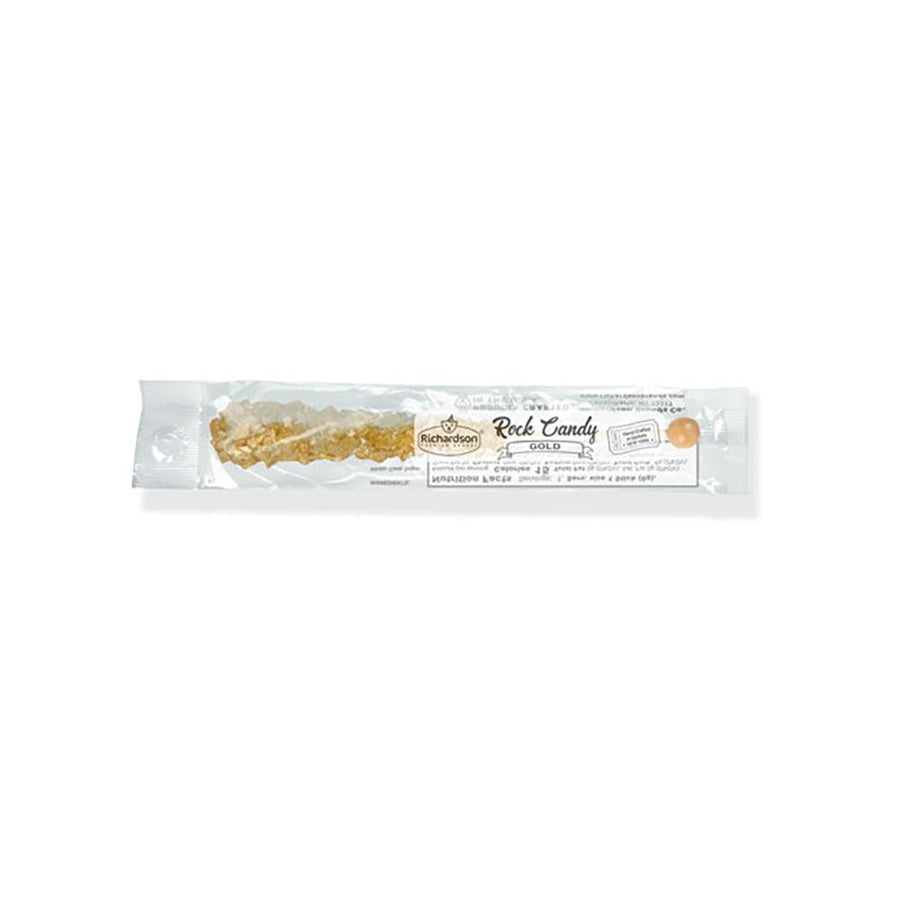 Wrapped Rock Candy Crystal Sticks - Gold: 120-Piece Case - Candy Warehouse
