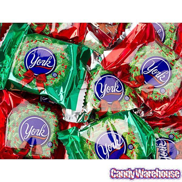 York Peppermint Patties Christmas Wreaths: 32-Piece Bag - Candy Warehouse