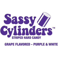 YumJunkie Sassy Cylinders Grape Purple Striped Hard Candy: 5LB Bag - Candy Warehouse