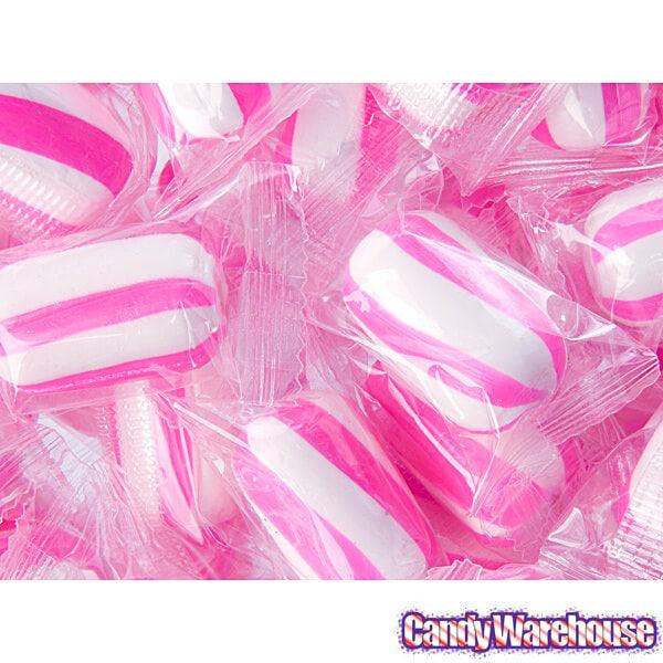YumJunkie Sassy Cylinders Strawberry Pink Striped Hard Candy: 5LB Bag - Candy Warehouse