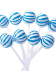 YumJunkie Sassy Spheres Blueberry Blue Striped Ball Lollipops - Petite: 400-Piece Bag