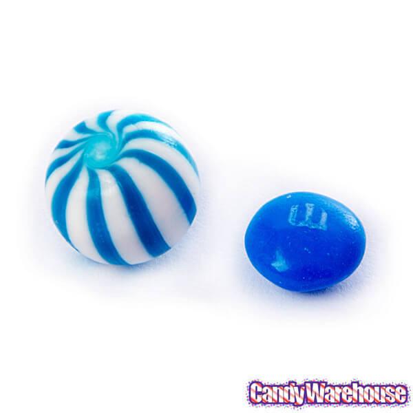 YumJunkie Sassy Spheres Blueberry Blue Striped Candy Balls - Petite: 5LB Bag - Candy Warehouse