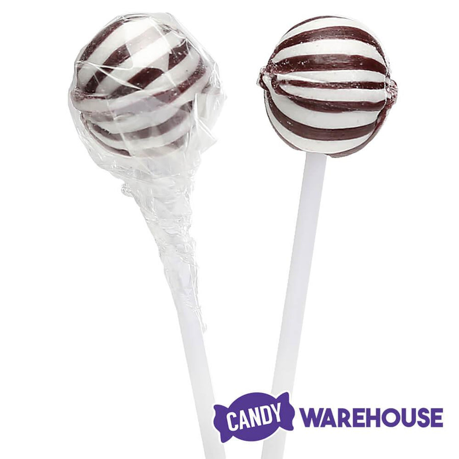 YumJunkie Sassy Spheres Cherry Black Striped Ball Lollipops - Petite: 400-Piece Bag - Candy Warehouse