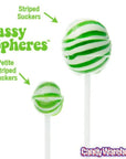 YumJunkie Sassy Spheres Lime Green Striped Ball Lollipops - Petite: 400-Piece Bag