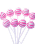 YumJunkie Sassy Spheres Strawberry Pink Striped Ball Lollipops - Petite: 400-Piece Bag