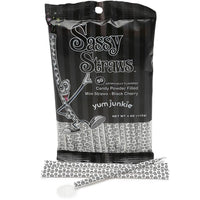 YumJunkie Sassy Straws Candy Powder Filled Mini Straws - Black Cherry: 50-Piece Bag - Candy Warehouse