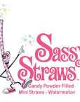 YumJunkie Sassy Straws Candy Powder Filled Mini Straws - Watermelon: 50-Piece Bag