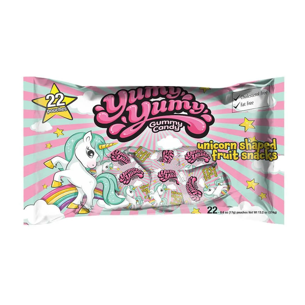 Yumy Yumy Unicorn Fruit Snack Packs 22Piece Bag Candy Warehouse