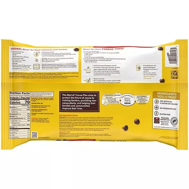 toll house plant based chocolate chips Nestle TOLL HOUSE Semi-Sweet Chocolate Morsels 72 oz. Bag