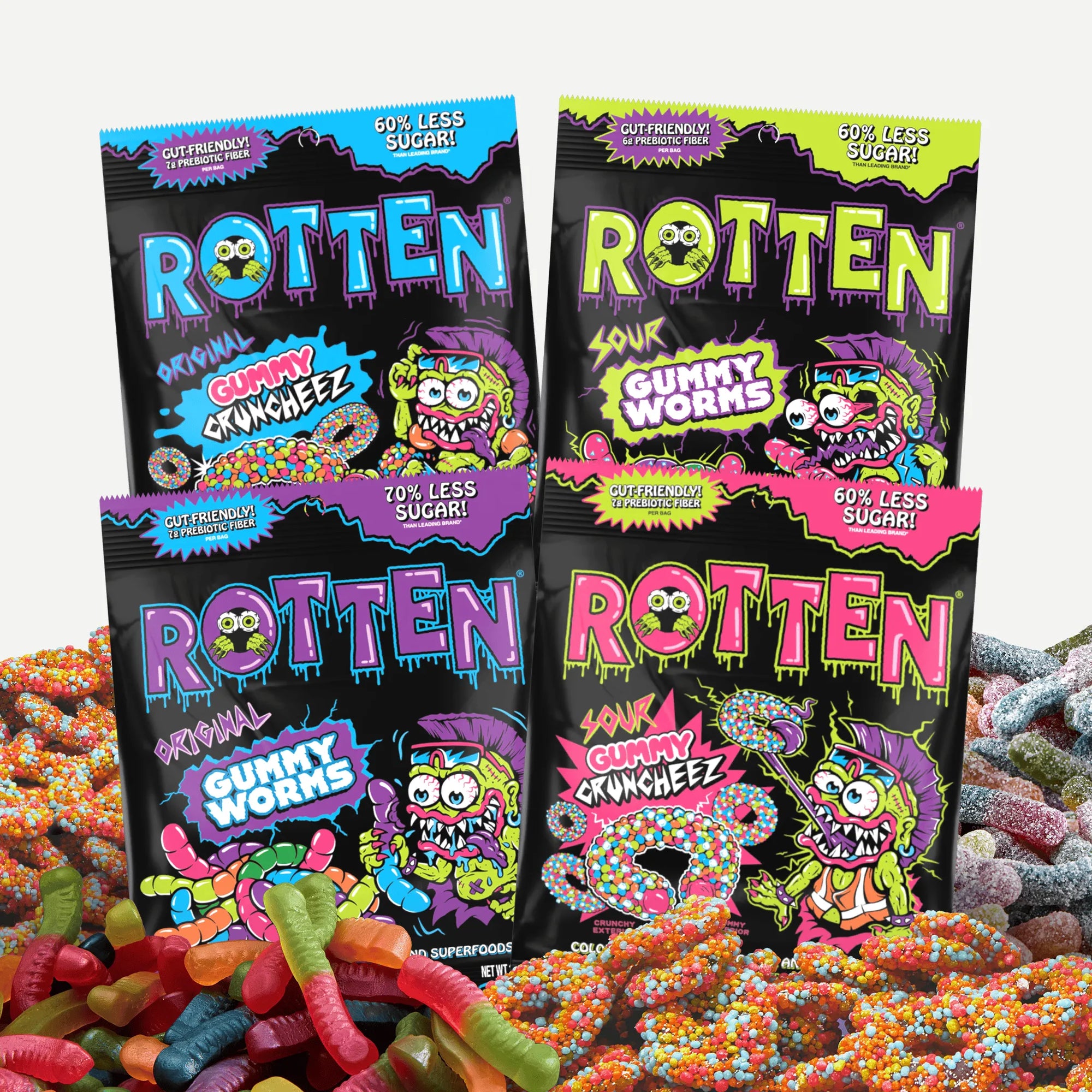 American Sweets Rotten Rotten All Flavor Variety Pack, 1.8 Ounce Single Serve – Candy Warehouse