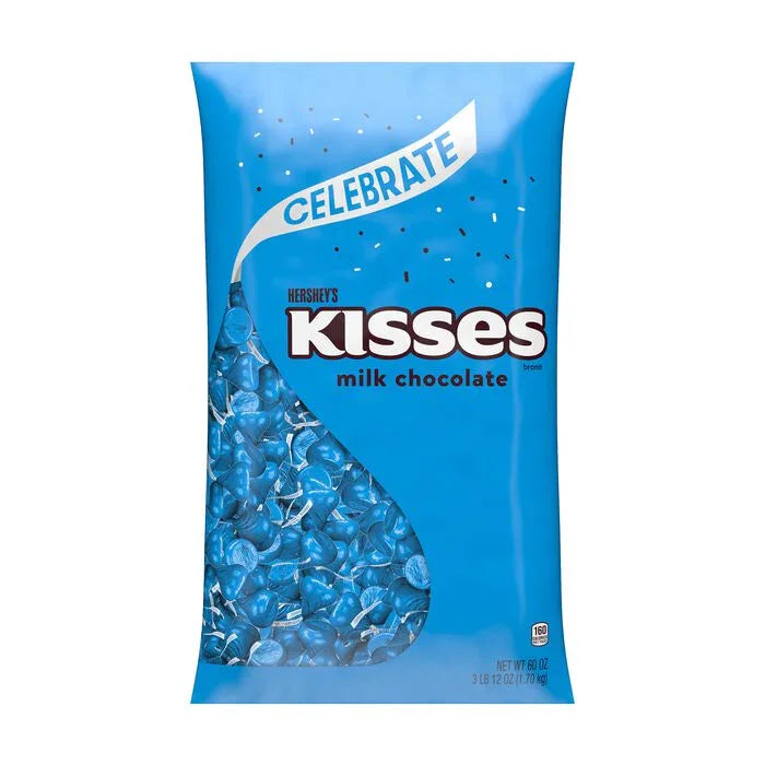 Hershey&#39;s Kisses Dark Blue Foiled Milk Chocolate Candy: 11LB Case