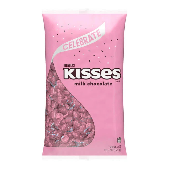 Hershey's Kisses Pink Foiled Milk Chocolate Candy: 11LB Case