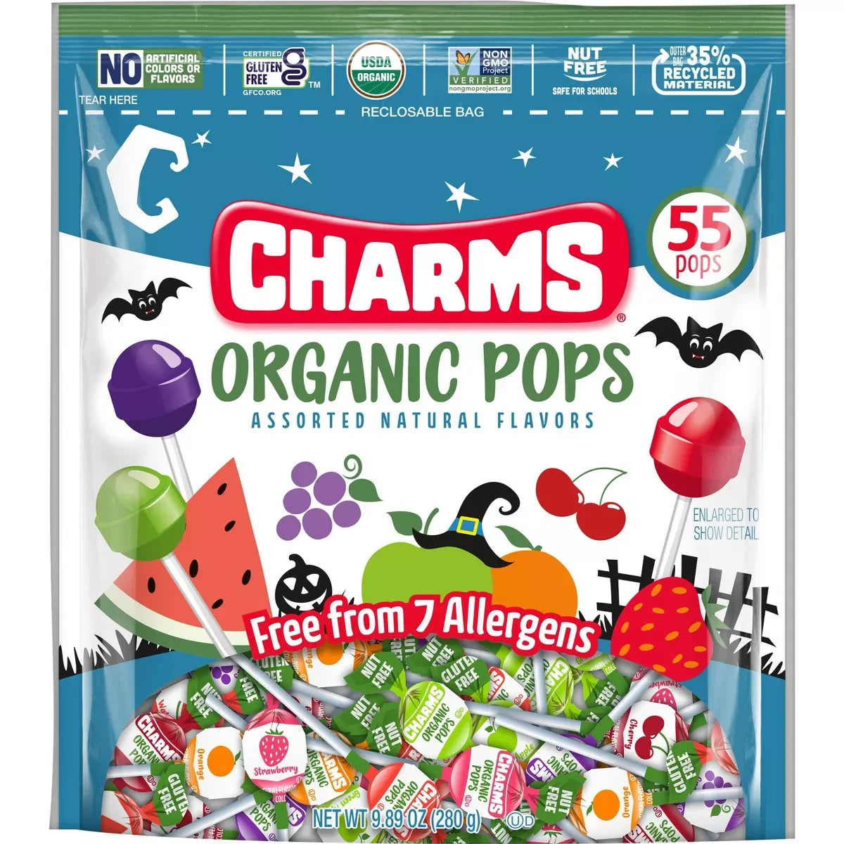 Charms Organic Halloween Lollipops: 55-Piece Bag