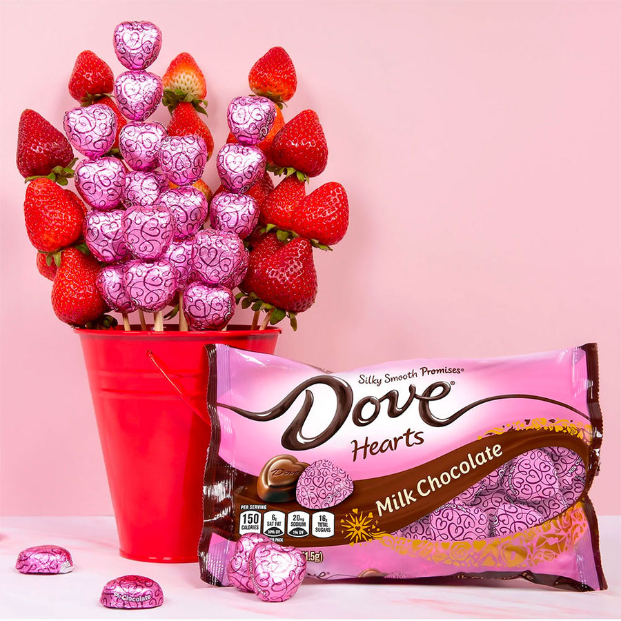 Pink Foiled Dove Milk Chocolate Hearts: 35-Piece Bag