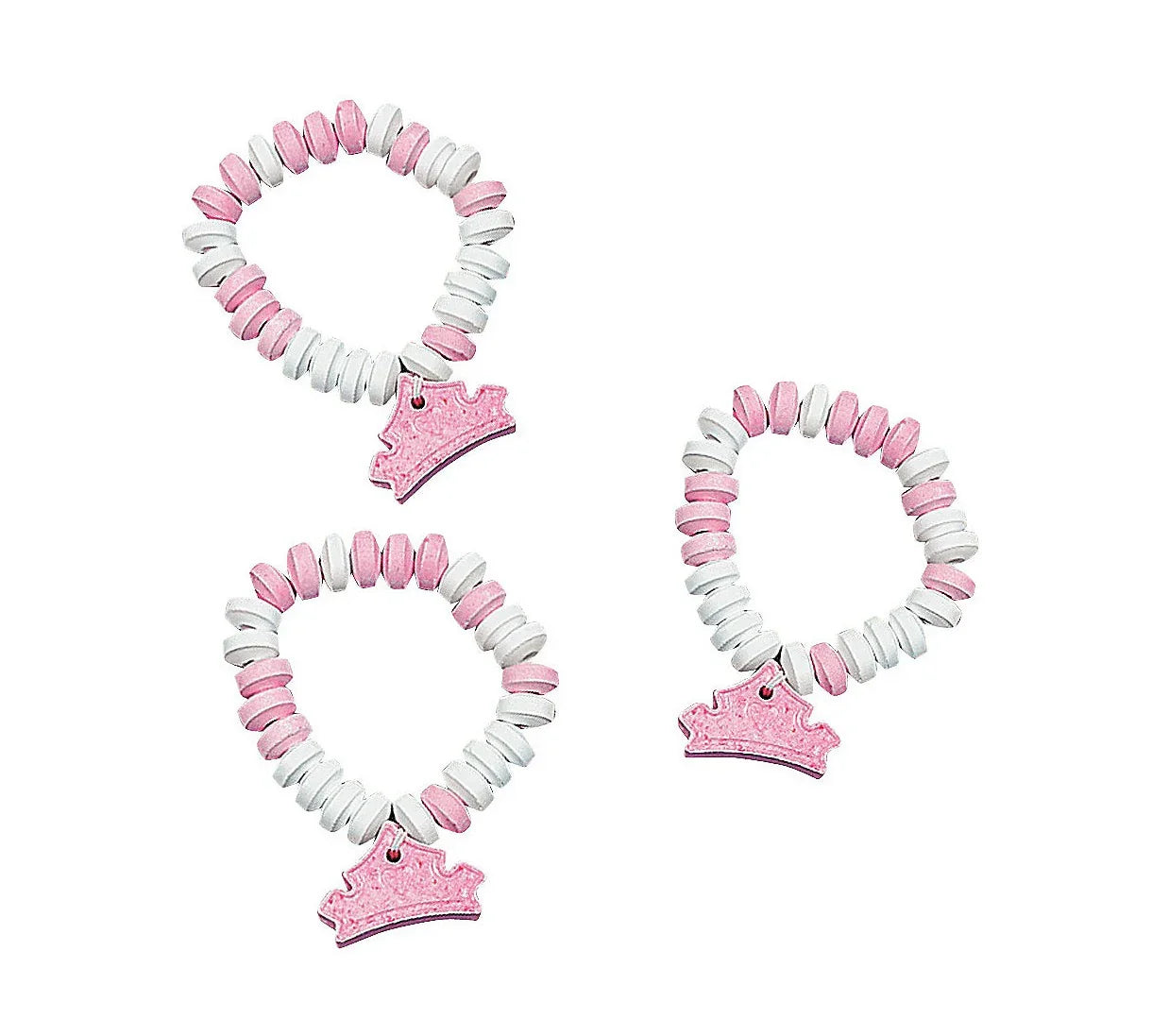 Pink and White Candy Bracelets: 12-Piece Bag