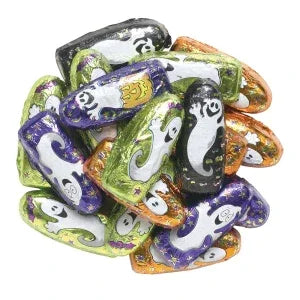 Madelaine Halloween Milk Chocolate Foiled Mini Ghosts: 10LB Case