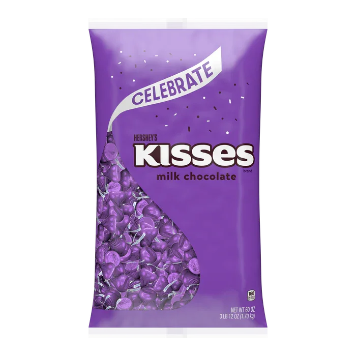 Hershey's Kisses Purple Foiled Milk Chocolate Candy: 11LB Case