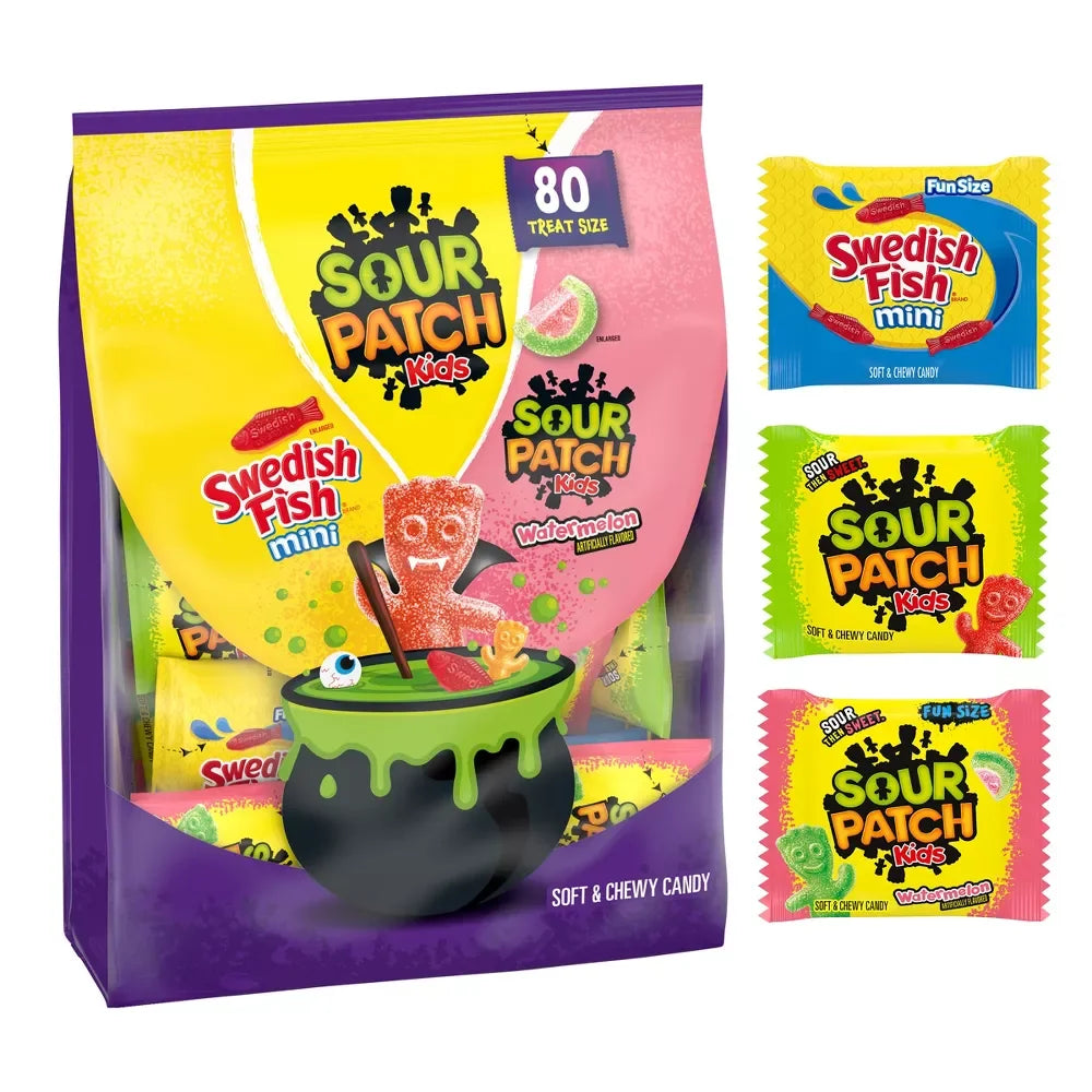Halloween Sour Patch Kids Candy Snack Packs: 80-Piece Bag