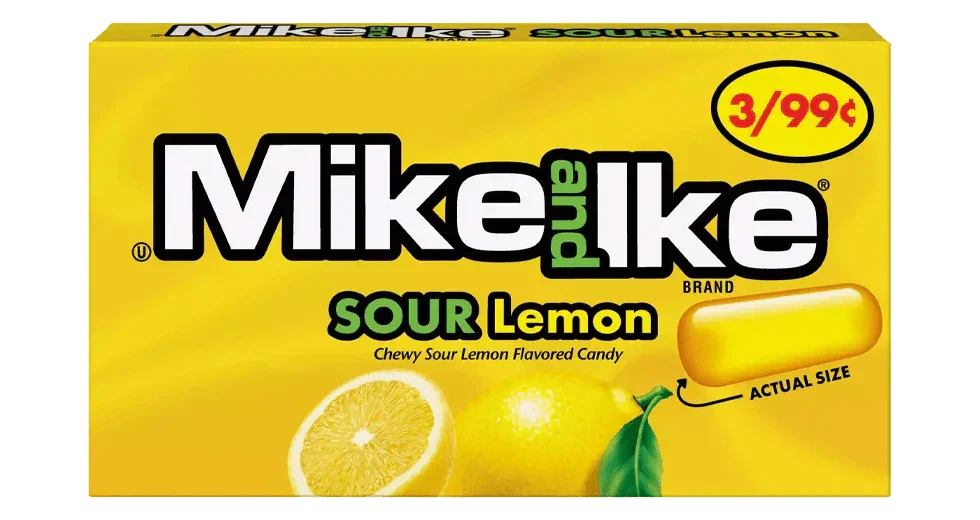 Mike and Ike Candy Sour Lemon Mini Packs: 24-Piece Box