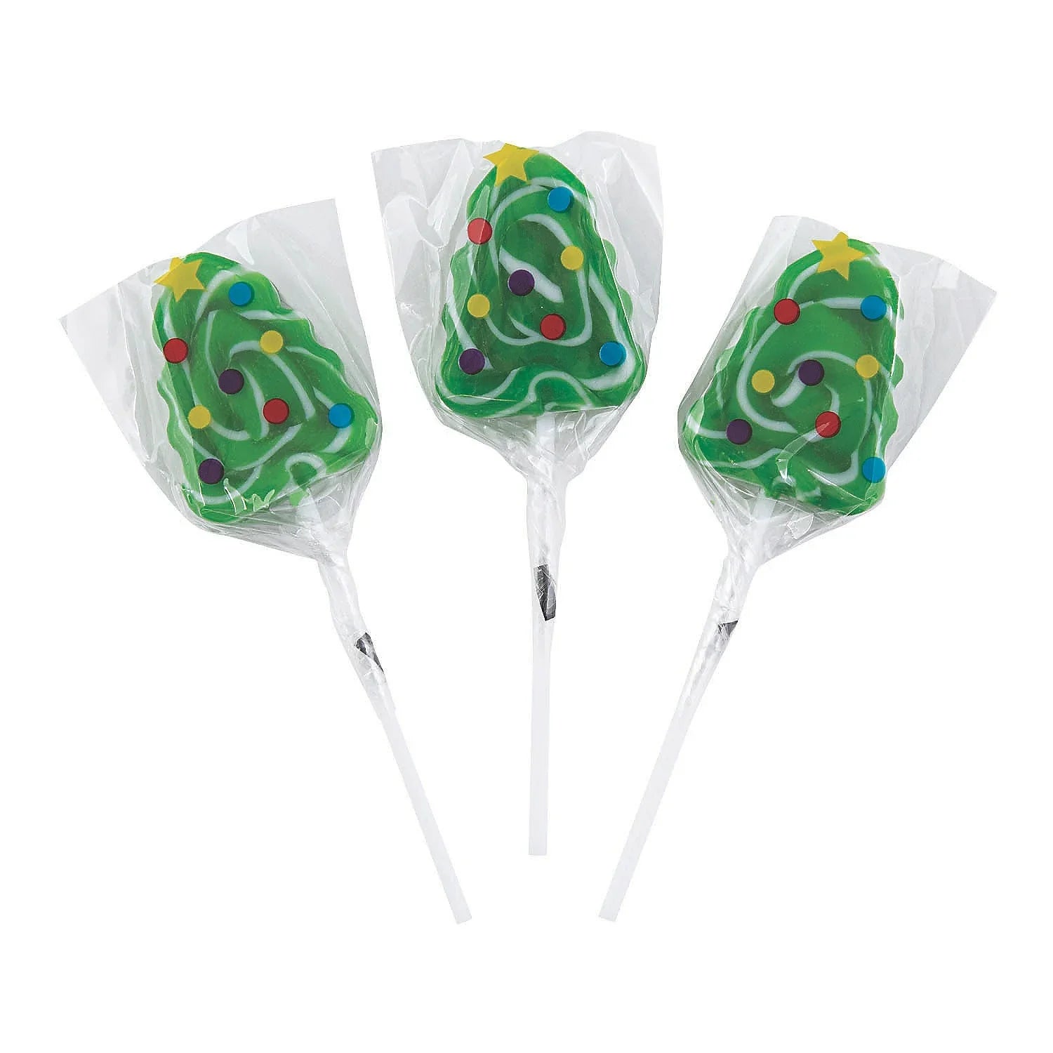 Mini Christmas Tree Swirl Lollipops: 12-Piece Bag