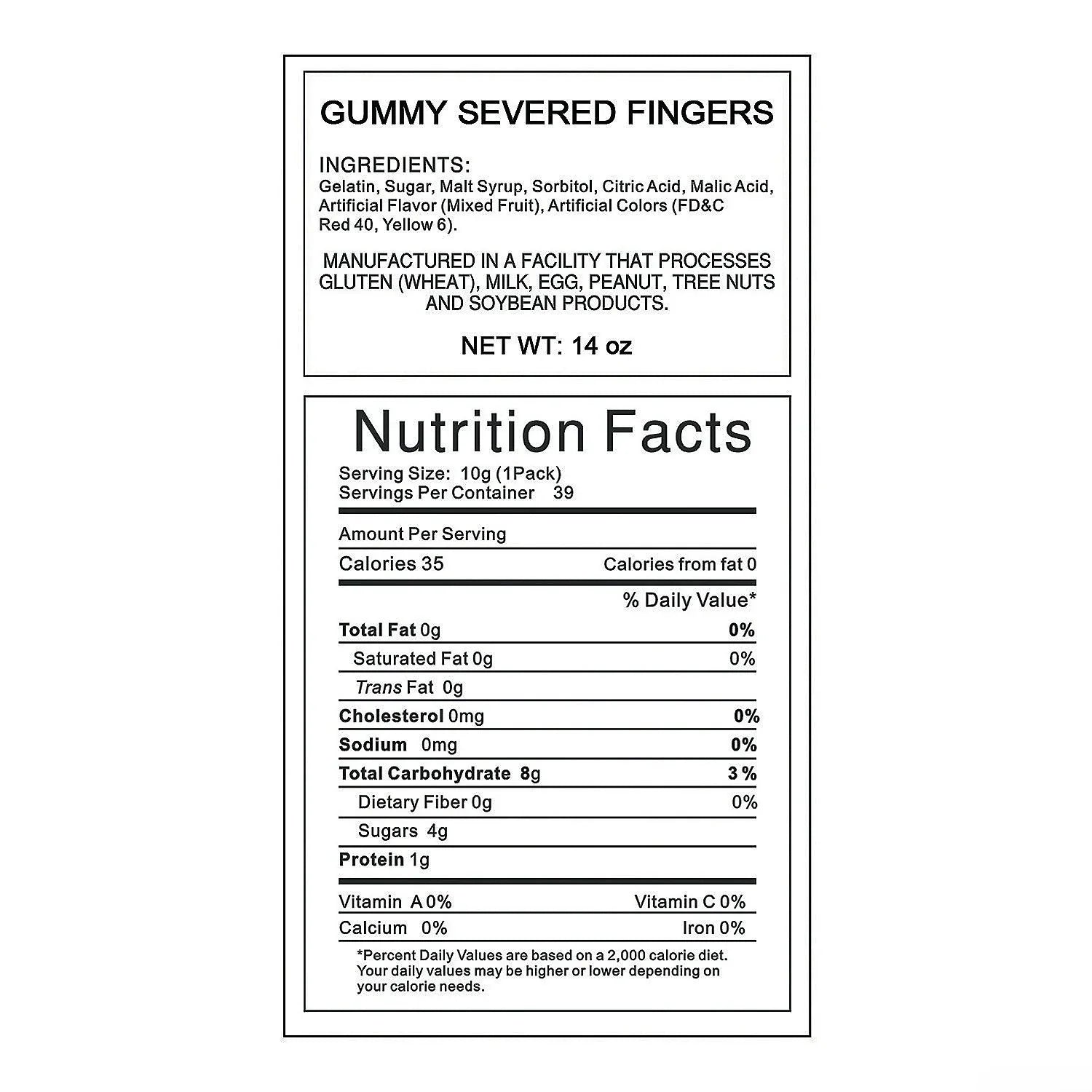 Severed Fingers Gummy Candy: 39-Piece Bag