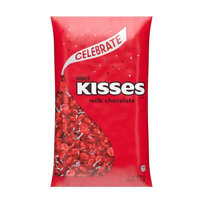 Hershey's Kisses Red Foiled Milk Chocolate Candy: 11LB Case