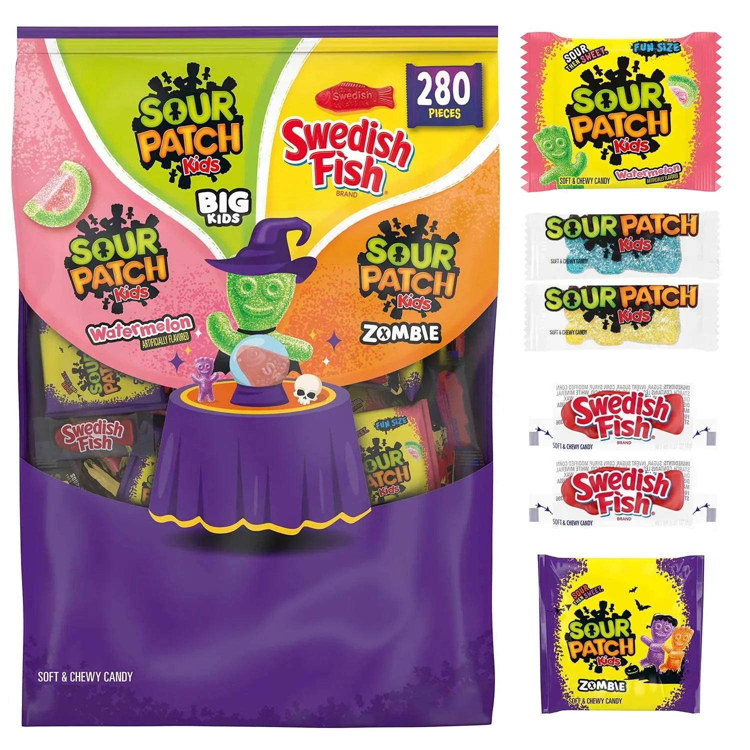Sour Patch Kids and Swedish Fish Halloween Variety Mix: 280-Piece Bag