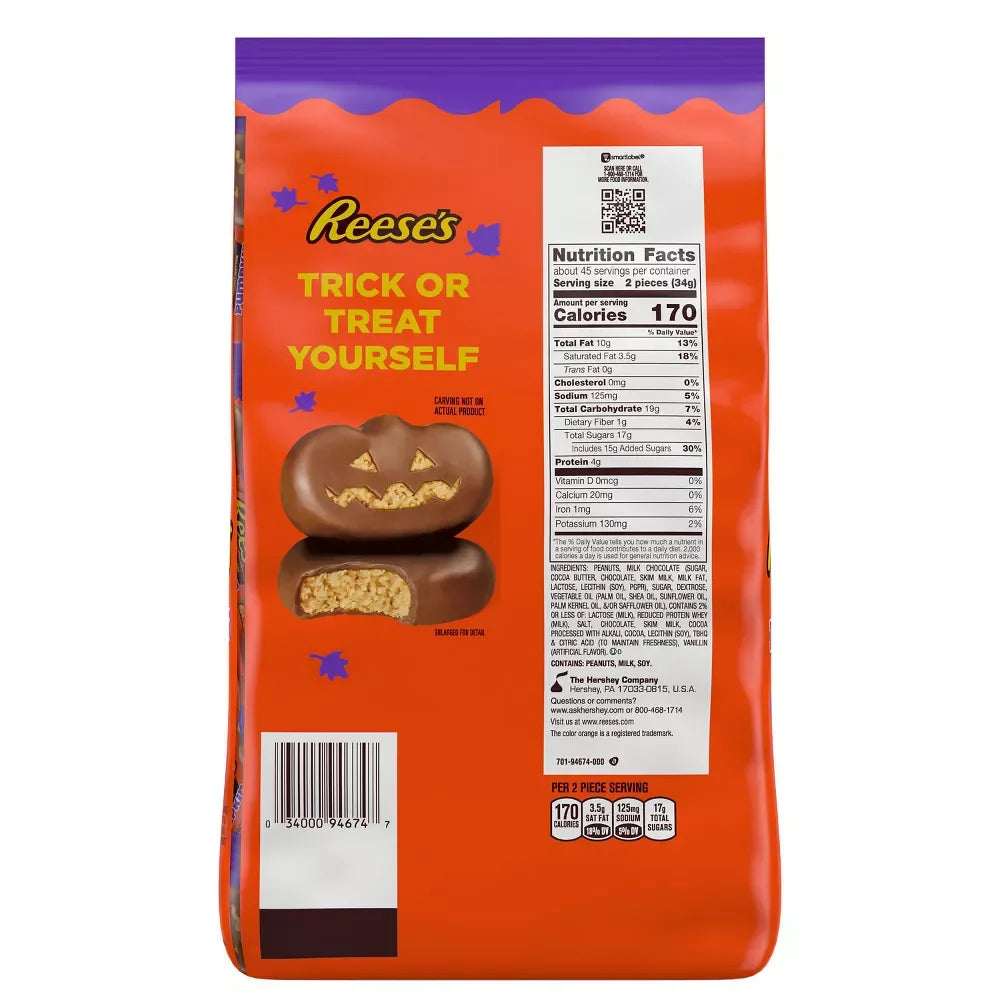 Reese's Peanut Butter Milk Chocolate Pumpkins: 90-Piece Bag
