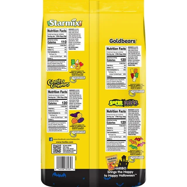 Haribo Gummy Halloween Candy Snack Packs: 150-Piece Bag