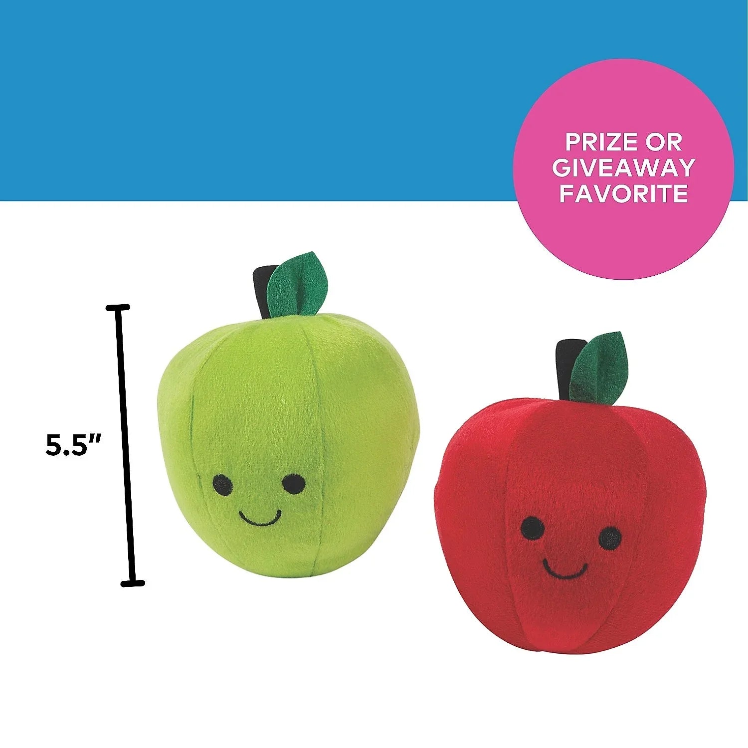 Red & Green Smiling Stuffed Apple Plush: 12-Piece Bag