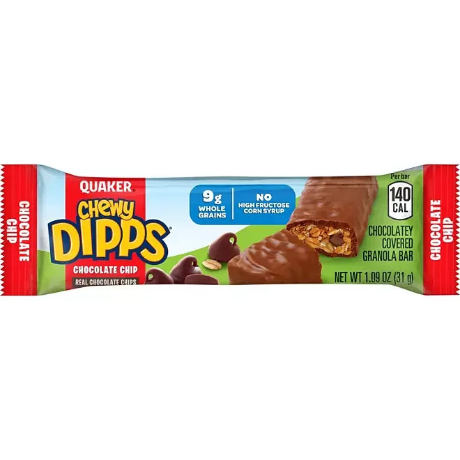 Quaker Chewy Dipps Chocolate Chip Granola Bars: 34-Piece Box